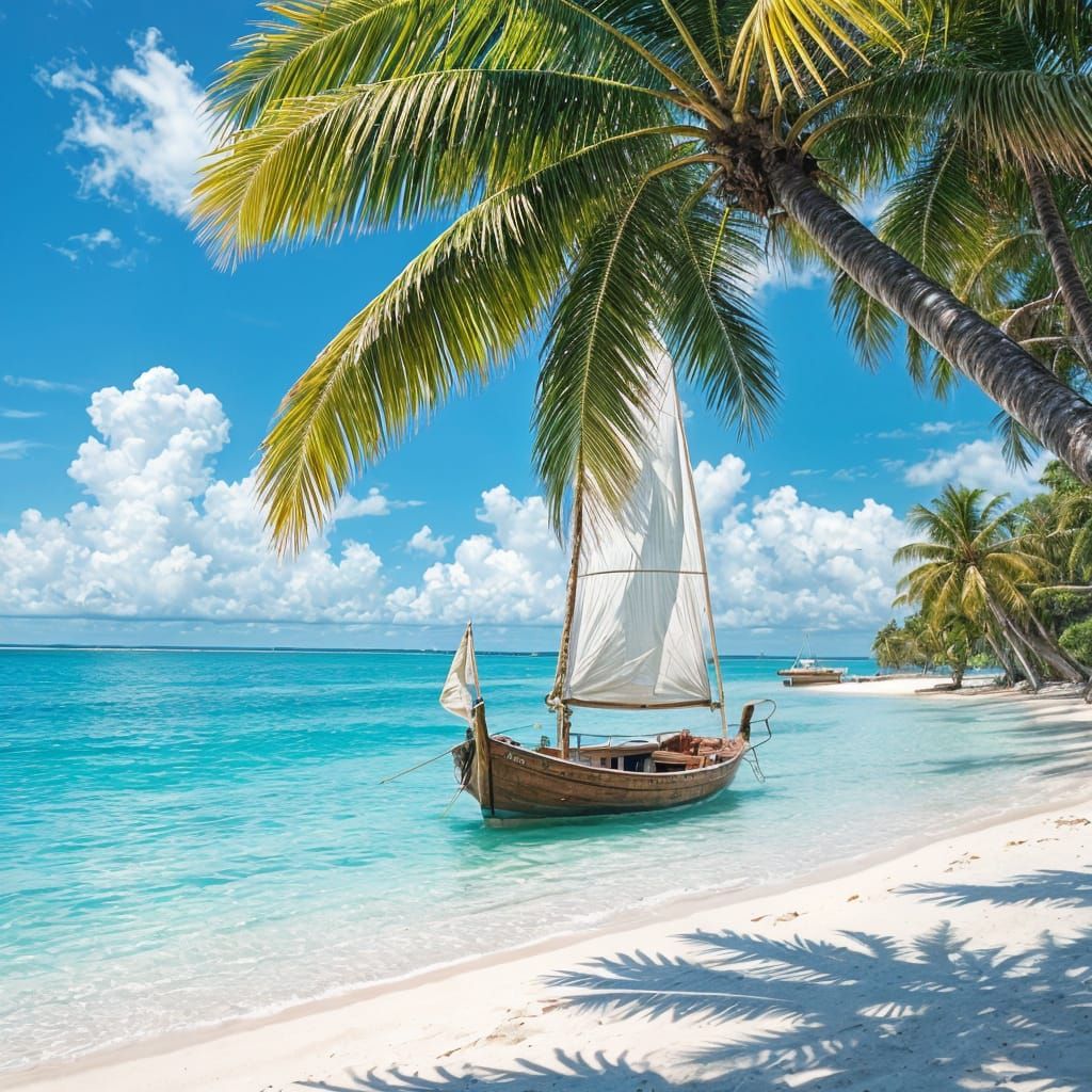 Serenic Tropical Beach Scene in Warm Light
