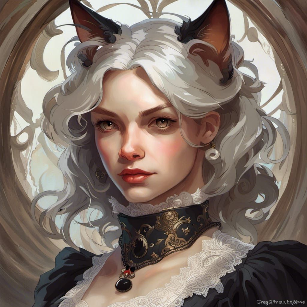 Black Cat Portrait in 16th Century Style