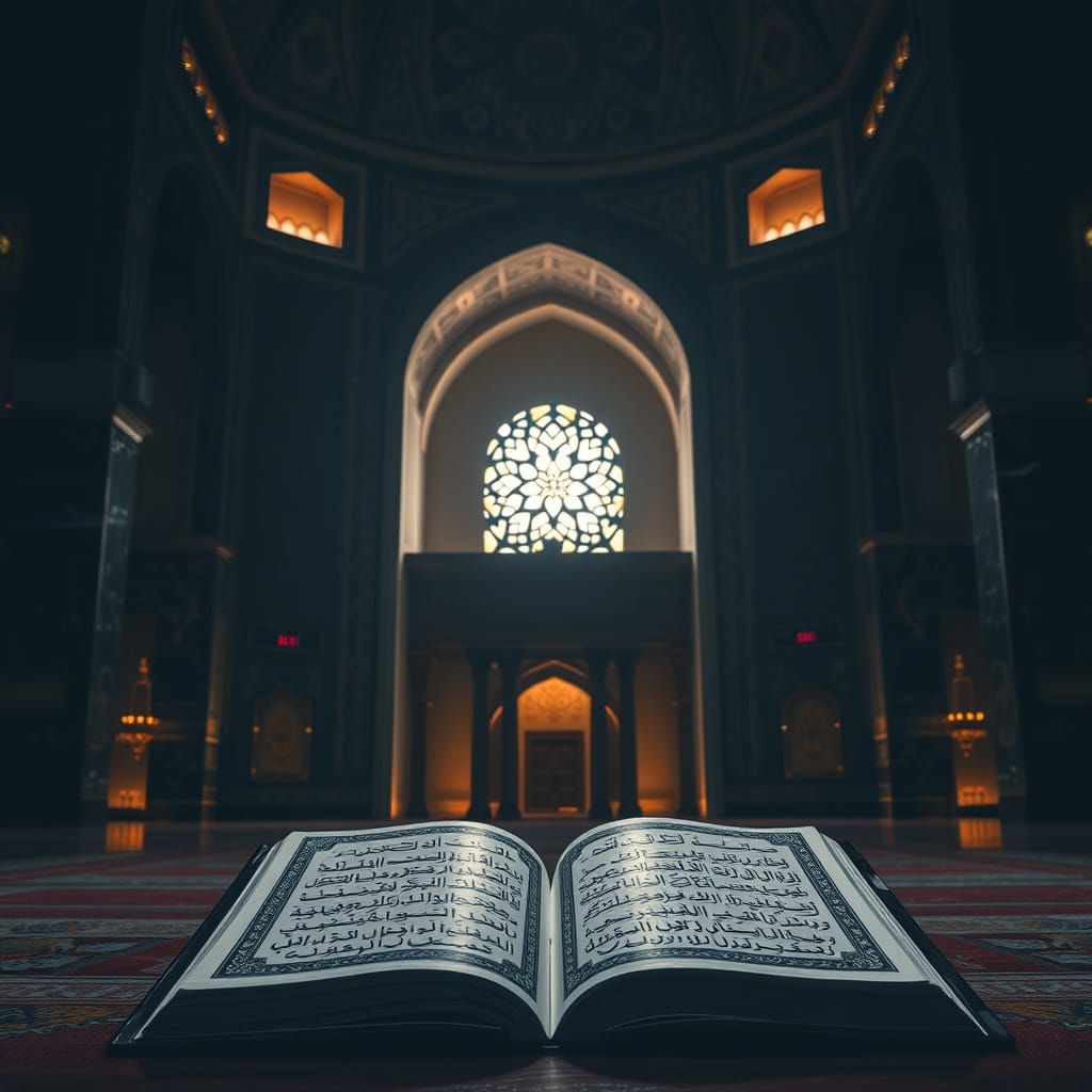 Majestic Islamic Mosque Under Golden Moonlight