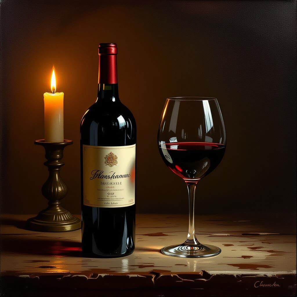 Vintage Wine Scene in Caravaggio & Rembrandt Style