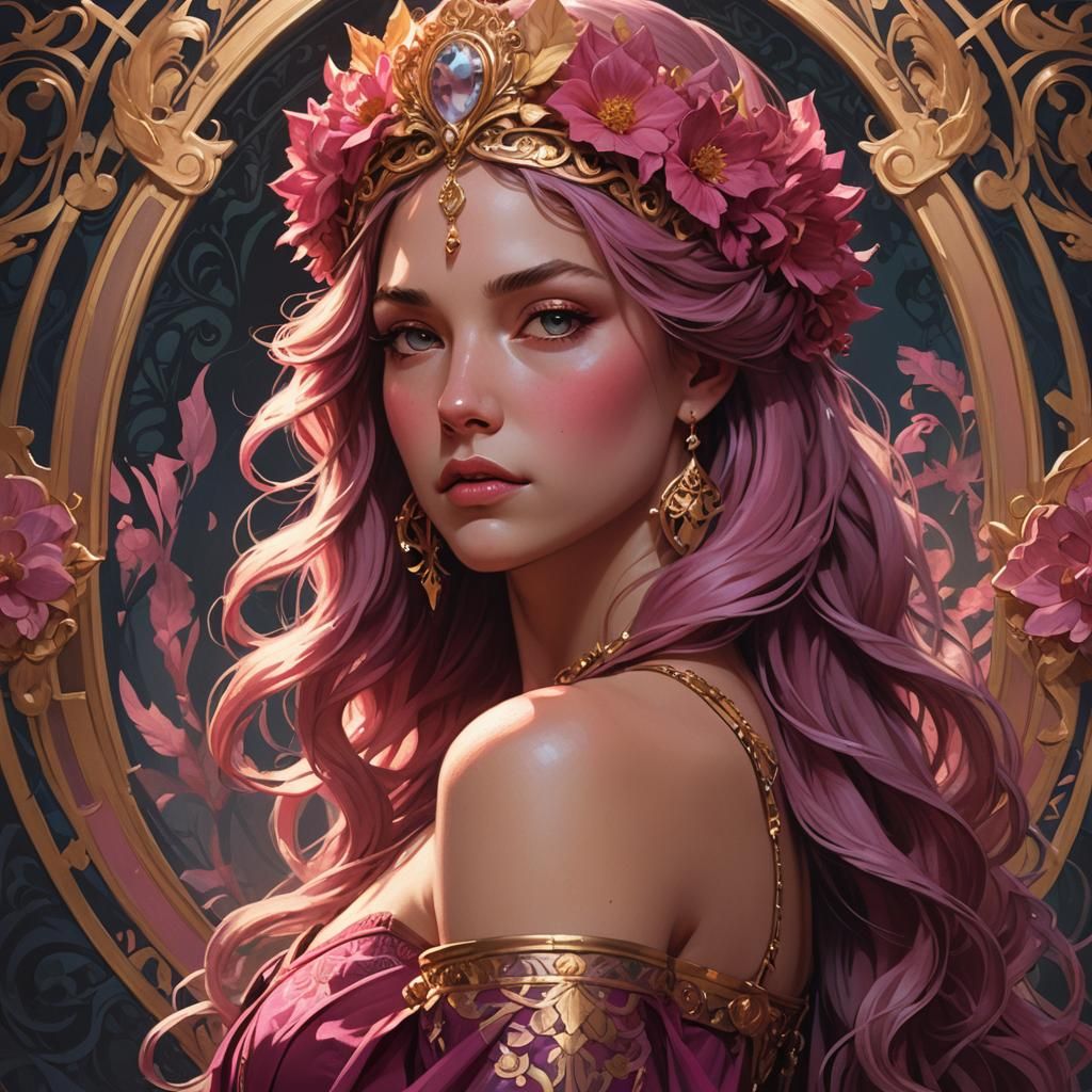 Aphrodite Portrait in Art Nouveau Style