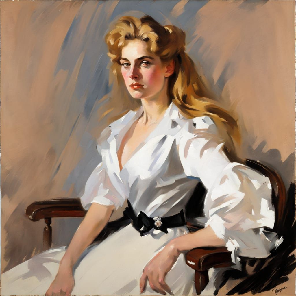 Elegant Woman Portrait in Expressionist Oil Style