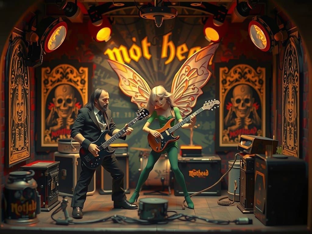 Steampunk Dolls House Stage with Motörhead and Fairy Guitari...