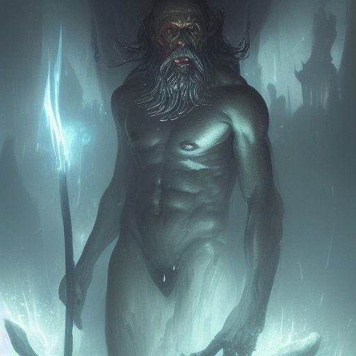 Nodens, Celtic God of the Deep, in Dark Fantasy Art