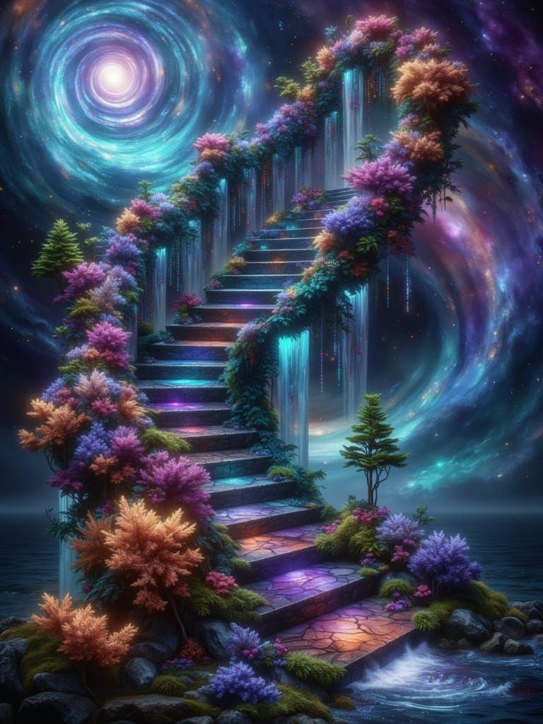 Double-Helix Stairway to Cosmic Realm