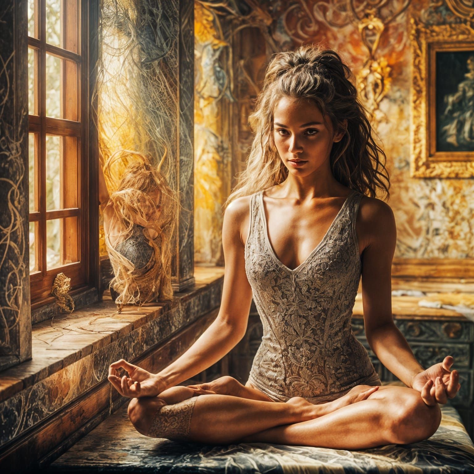 Ethereal Yogini in Arthur Rackham Style