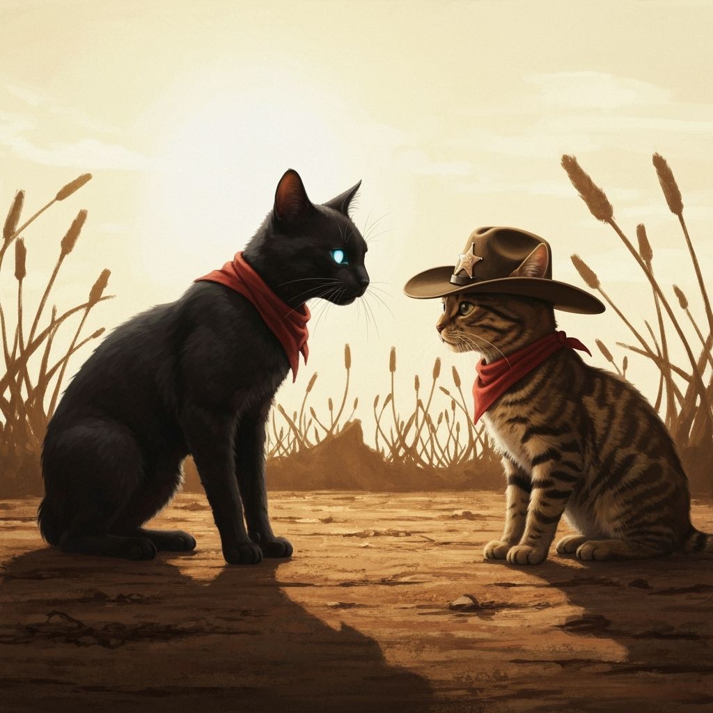 Cowboy Cat Standoff in Old West Style