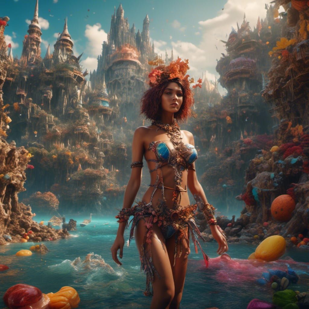 Hyperrealistic Bikini Women: Detailed Matte Painting