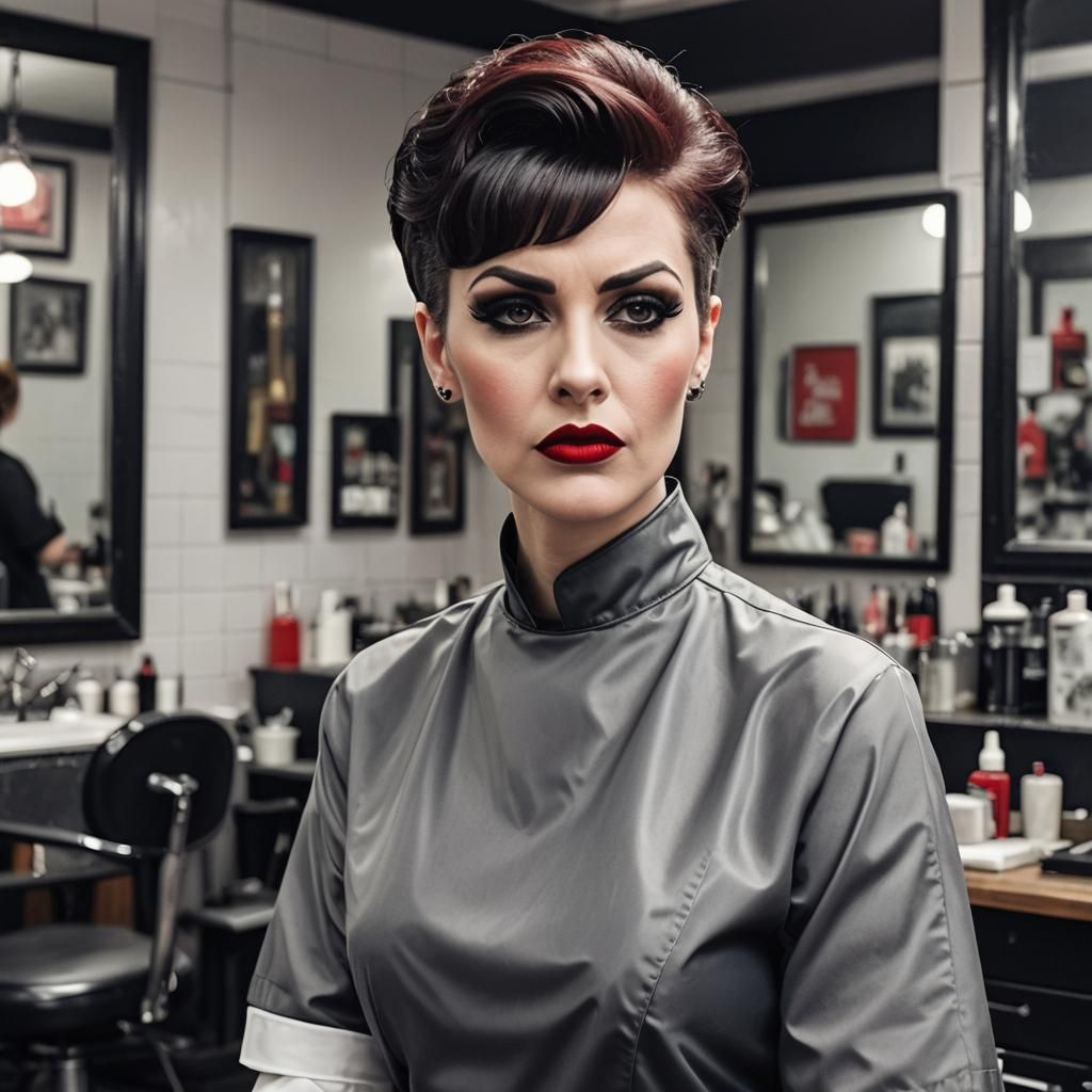 Gothic Barber Ready for Next Customer