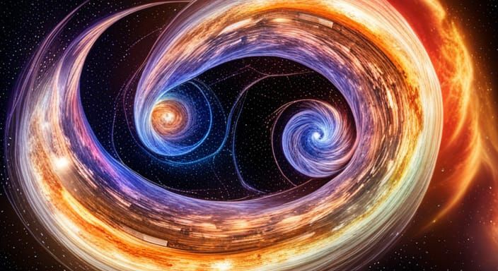 Colorful Galaxy Spiral Falling into Black Hole