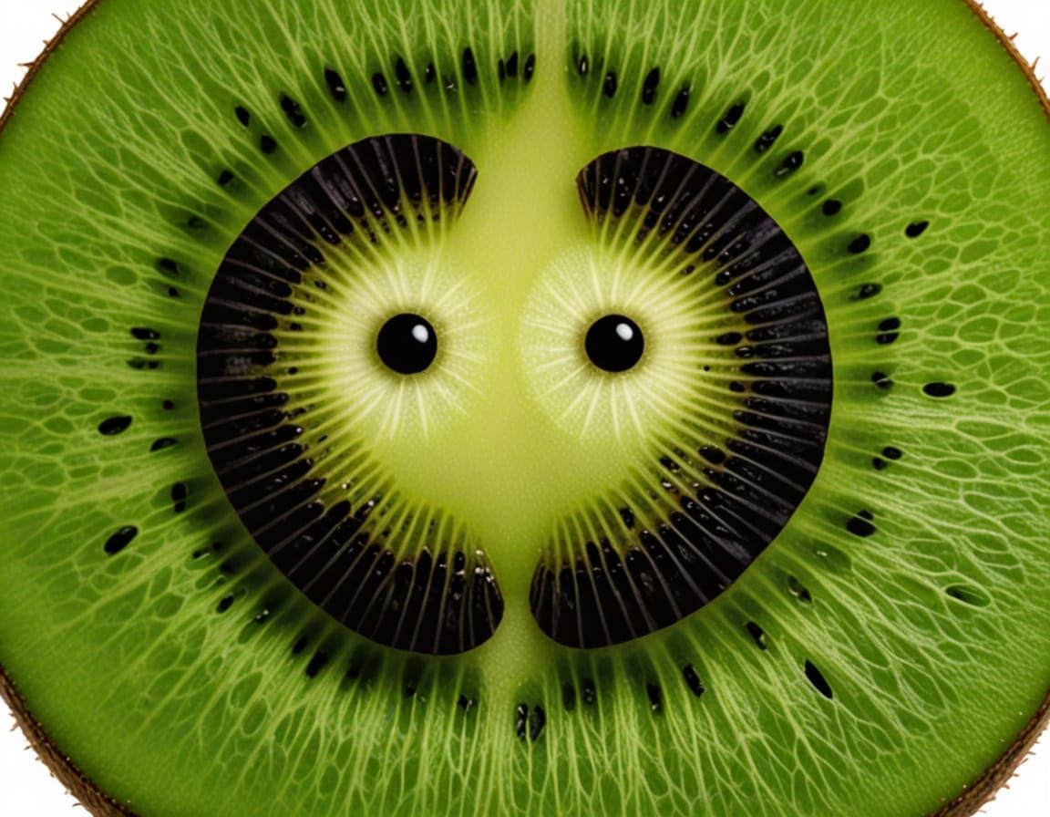 Kiwi Fruit Slice with Joyful Face
