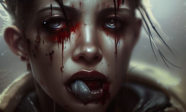 Infected Vampire Portrait in Post-Apocalyptic World
