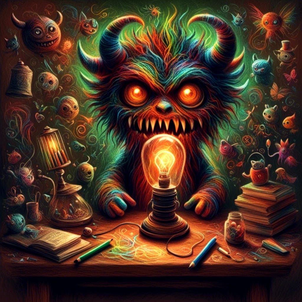 Eerie Lamp in Crayon Style