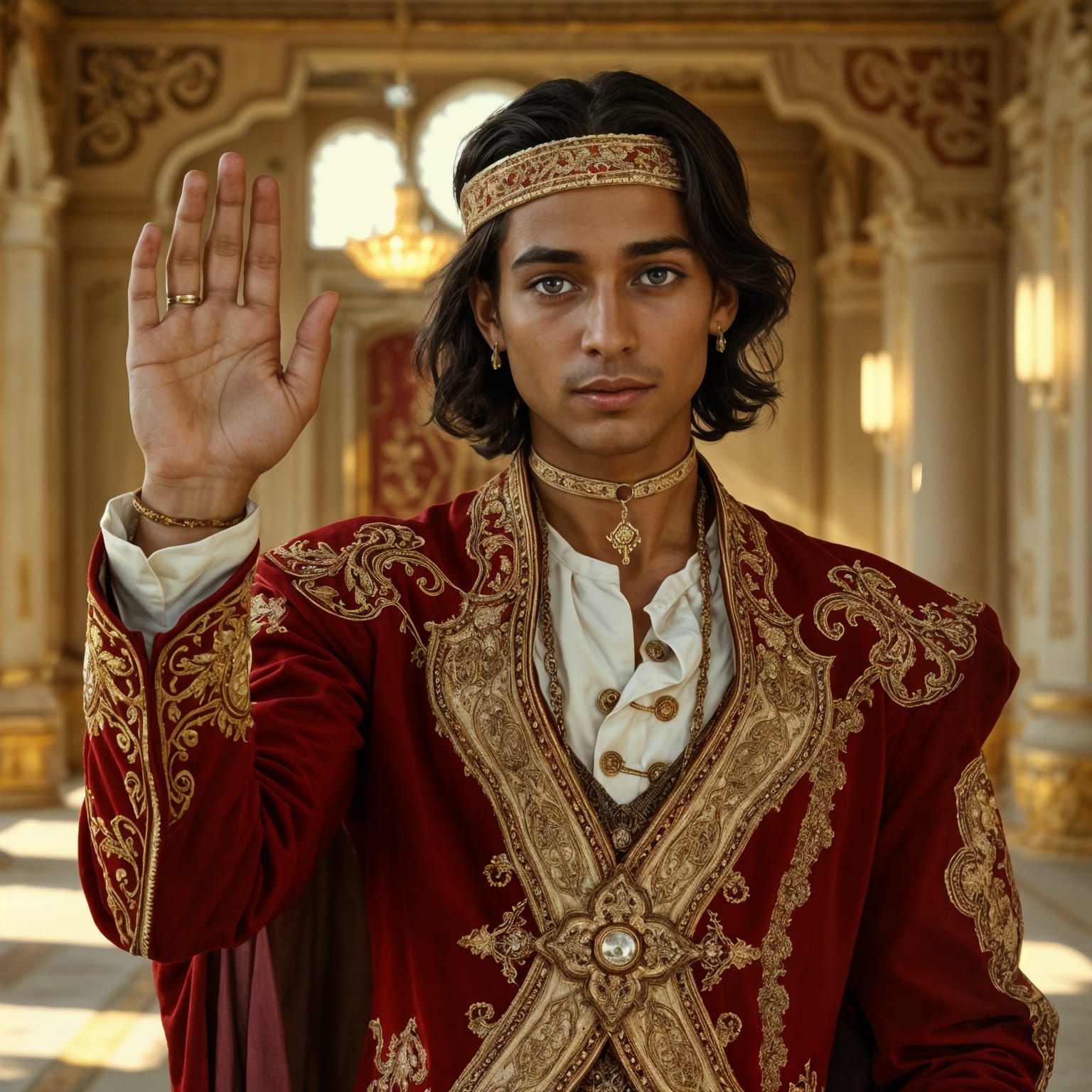 Regal Young Man in Arabic Victorian Fantasy Clothing