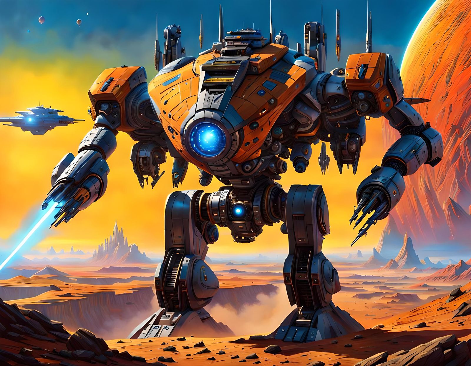 Epic Cybernetic Landscape in Detailed Digital Painting