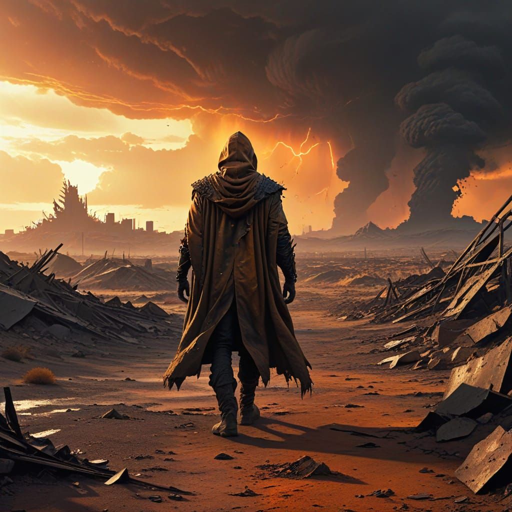 Lone Figure in Radioactive Wasteland