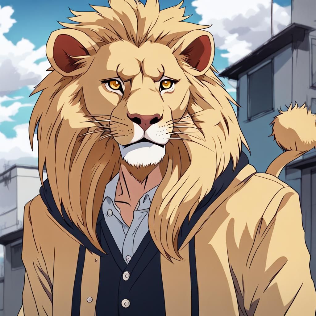 Anime Lion-Boy Character