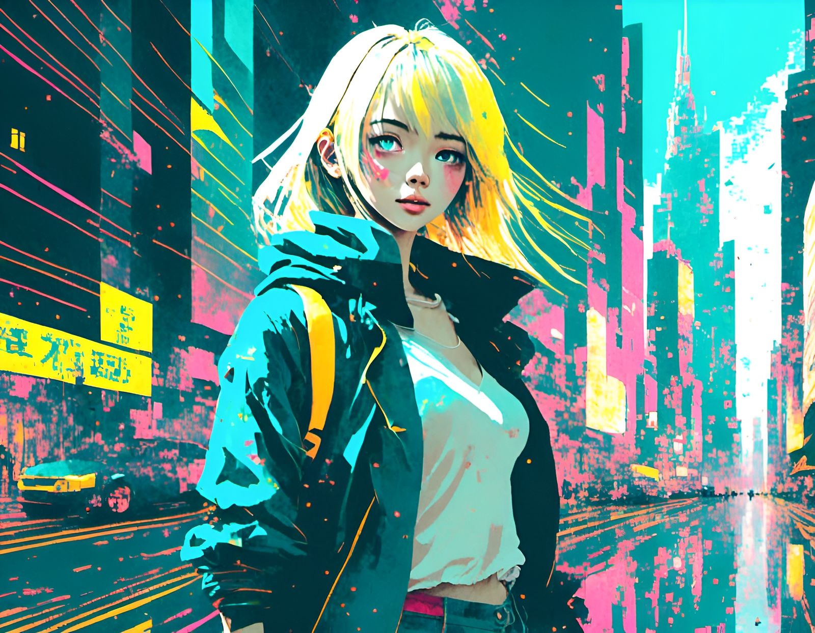 Anime Girl in Robotic Suit in Neo-Tokyo