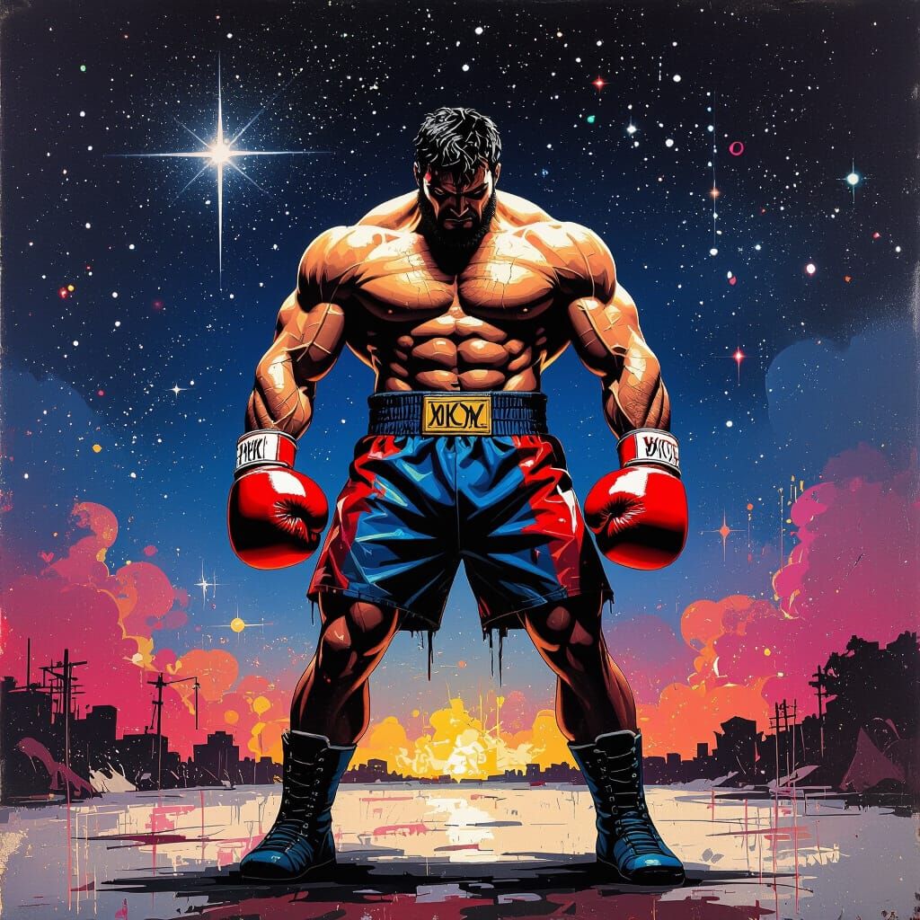 Hercules Ready to Box in Graffiti Art Style