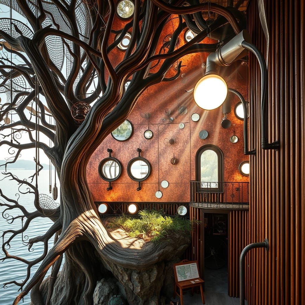 Surreal Eco-Shack Installation in Rustic, Futuristic Style