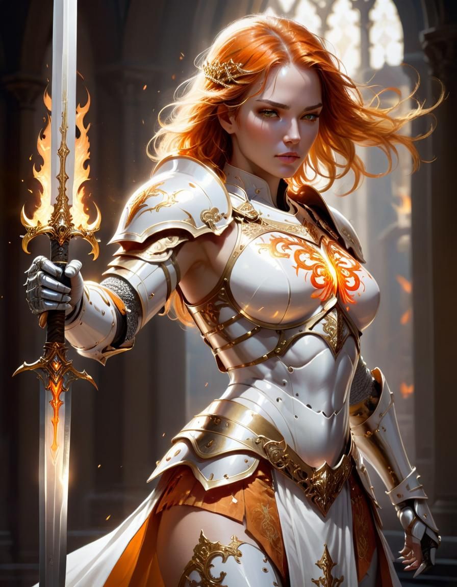 Epic Holy Paladin with Glowing Sword