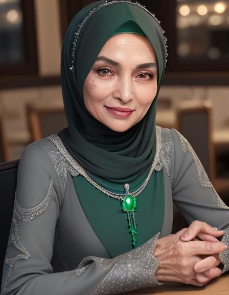 Detailed Close-Up of Elderly Woman in Hijab