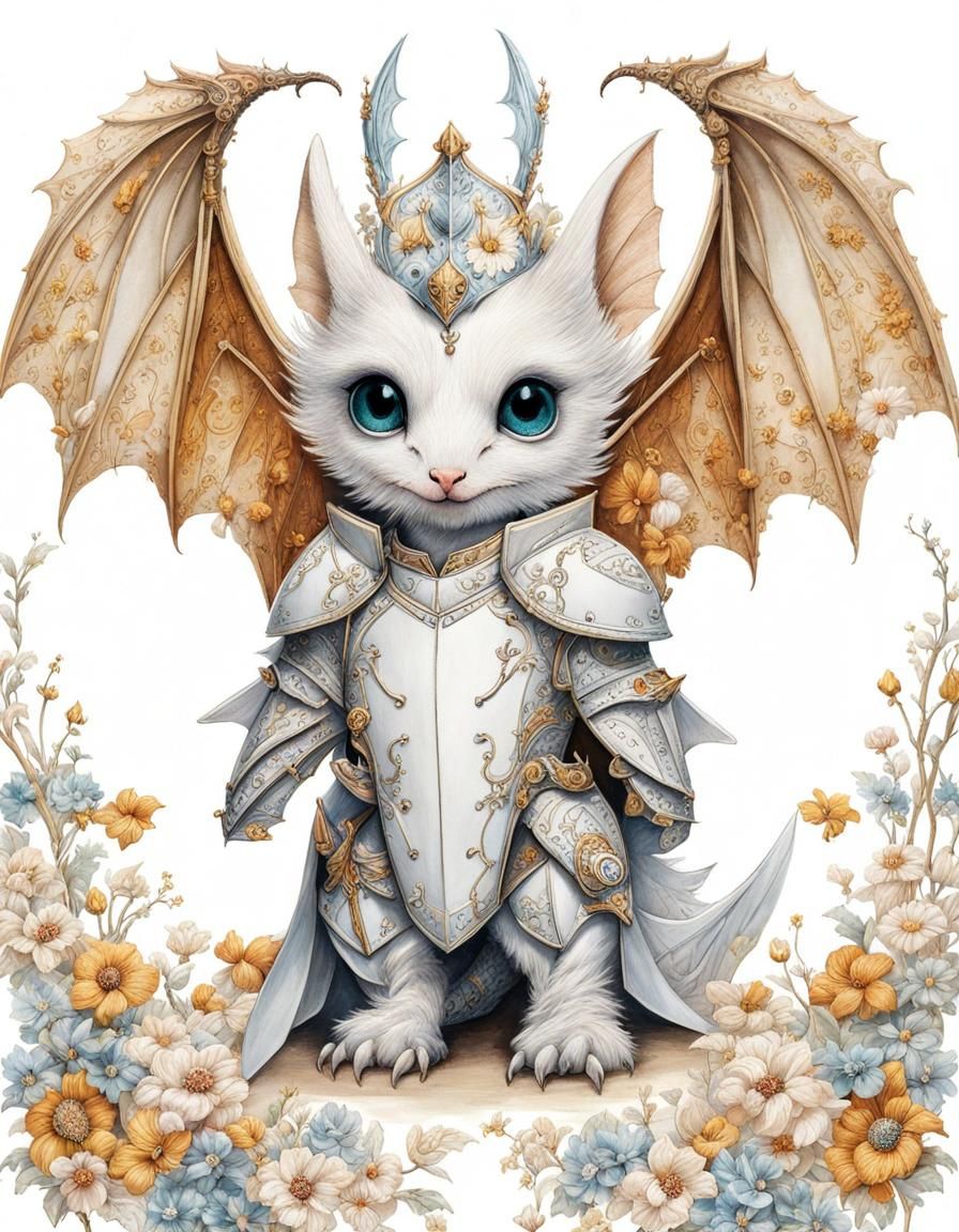 Embroidered White Knight Dragon Artwork