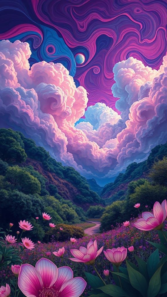 Surreal Dreamscapes in Vibrant Digital Art
