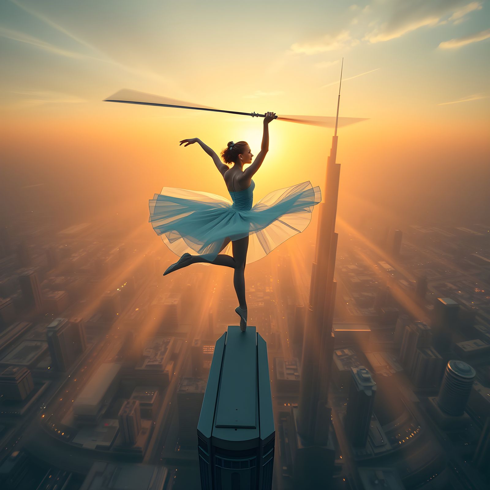 Ballerina Pirouette on Burj Khalifa: Fantasy Concept Art