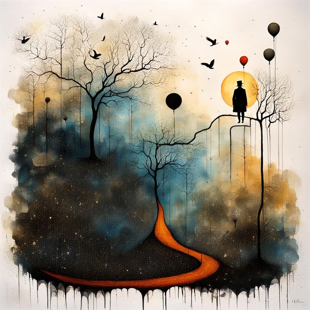 Evening Stroll: Melting Oil on Canvas