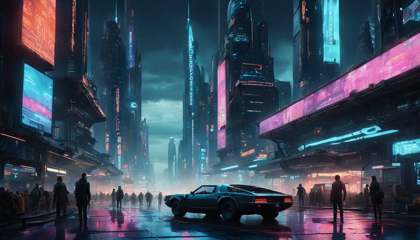 Cyberpunk Cityscape at Dusk