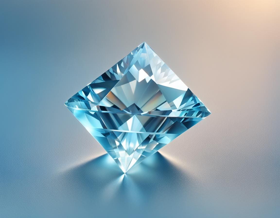 Brilliant Cut Aquamarine Gem on Sky Blue