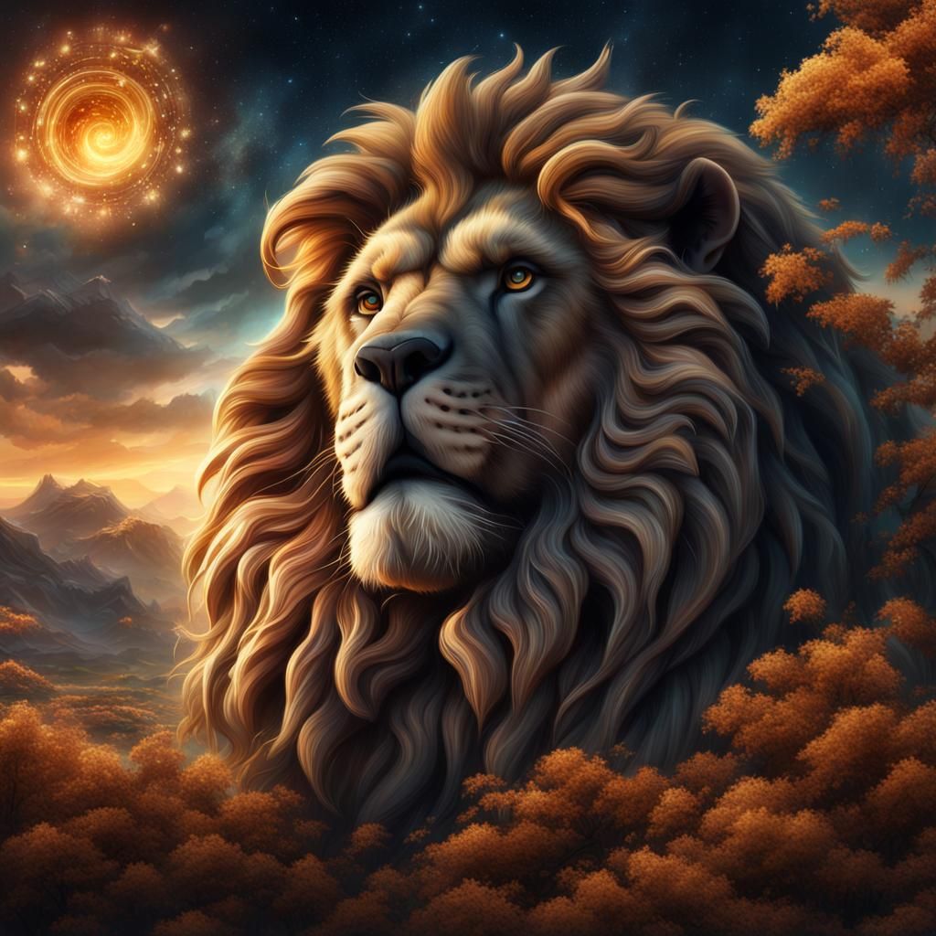 Dramatic Leo Zodiac Sign Digital Painting