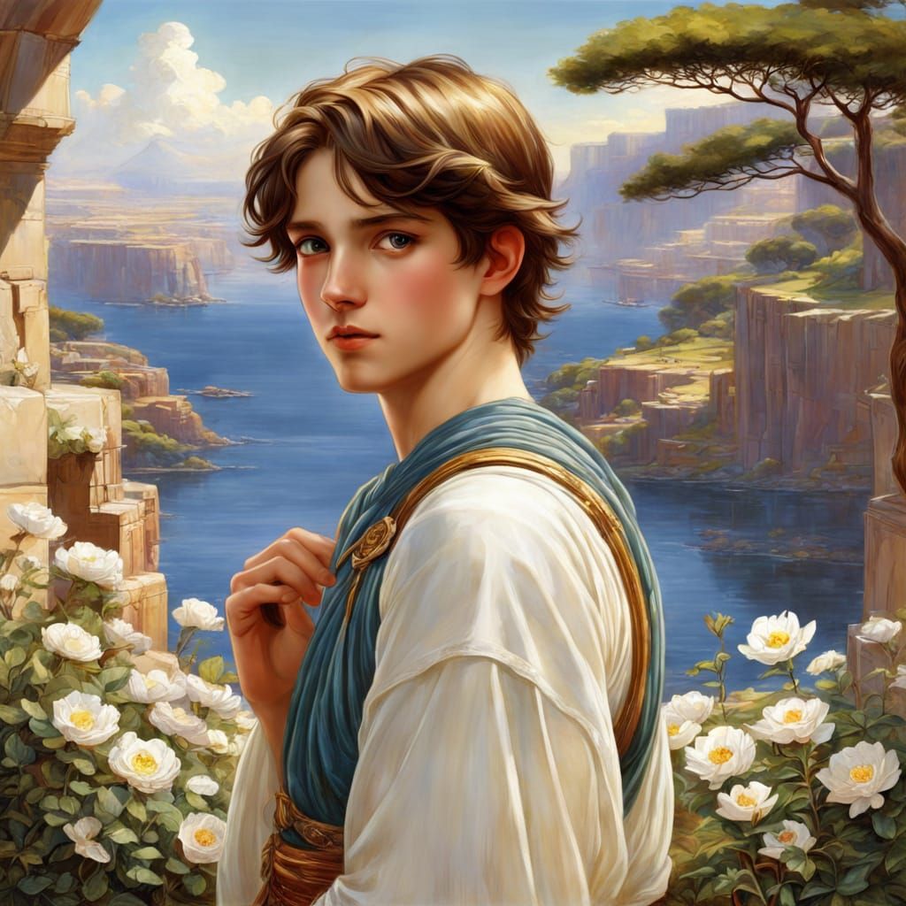 Pure Boy in Luminous Sunny Radiance, Anime Style