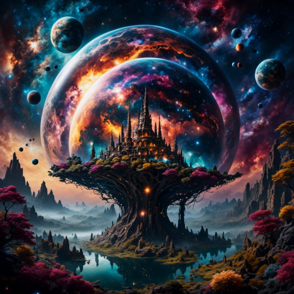 Dreamy Cosmic Planet with Wetterleuchten Effects