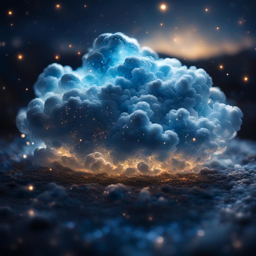 Bioluminescent Lightning in Floating Glass Cloud