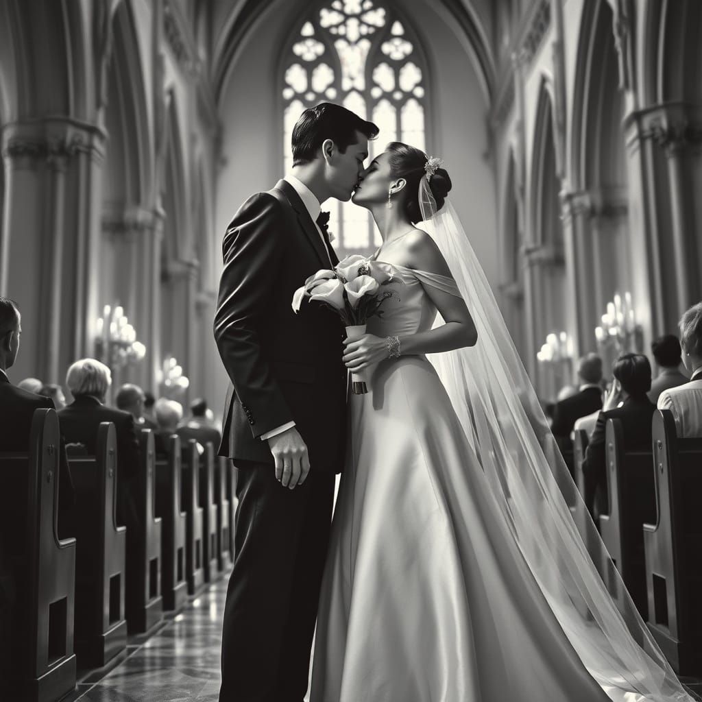 Audrey Hepburn and William Holden Wedding Kiss
