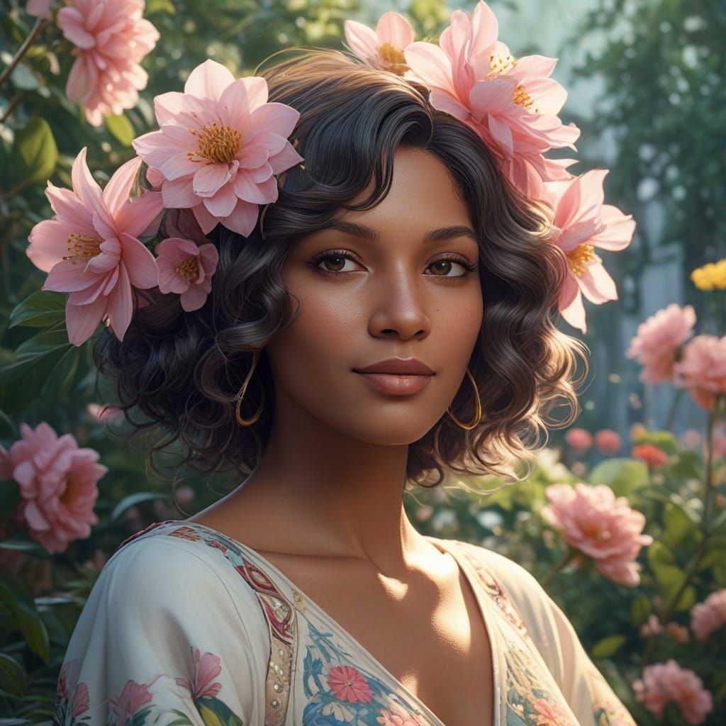 Ethereal Goddess in Floral Paradise