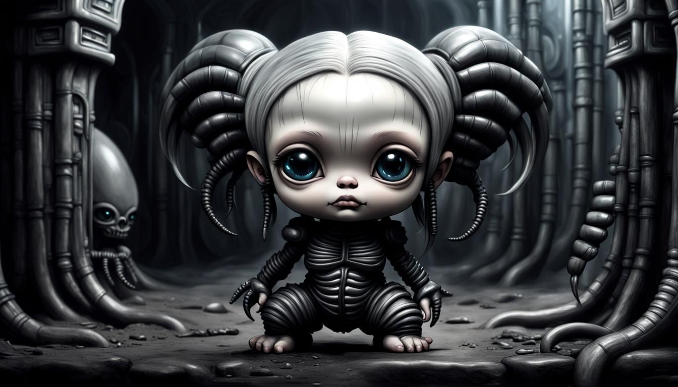 Lost Alien Child in HR Giger Style