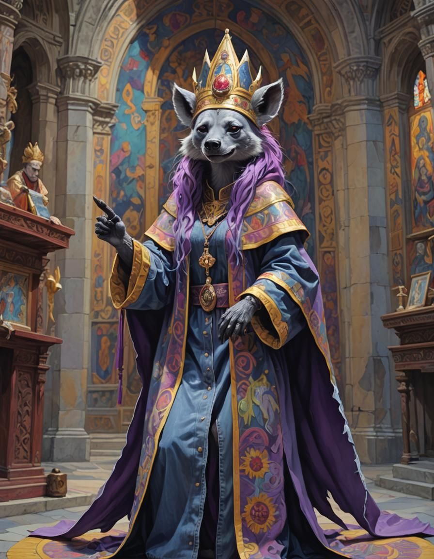 Tachisme She-Hyena as Pope in Psychedelic Cathedral