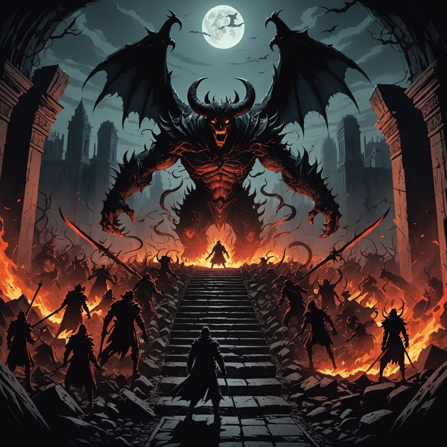 Demons Unleashed: A Cel-Shaded Anime Hellscape