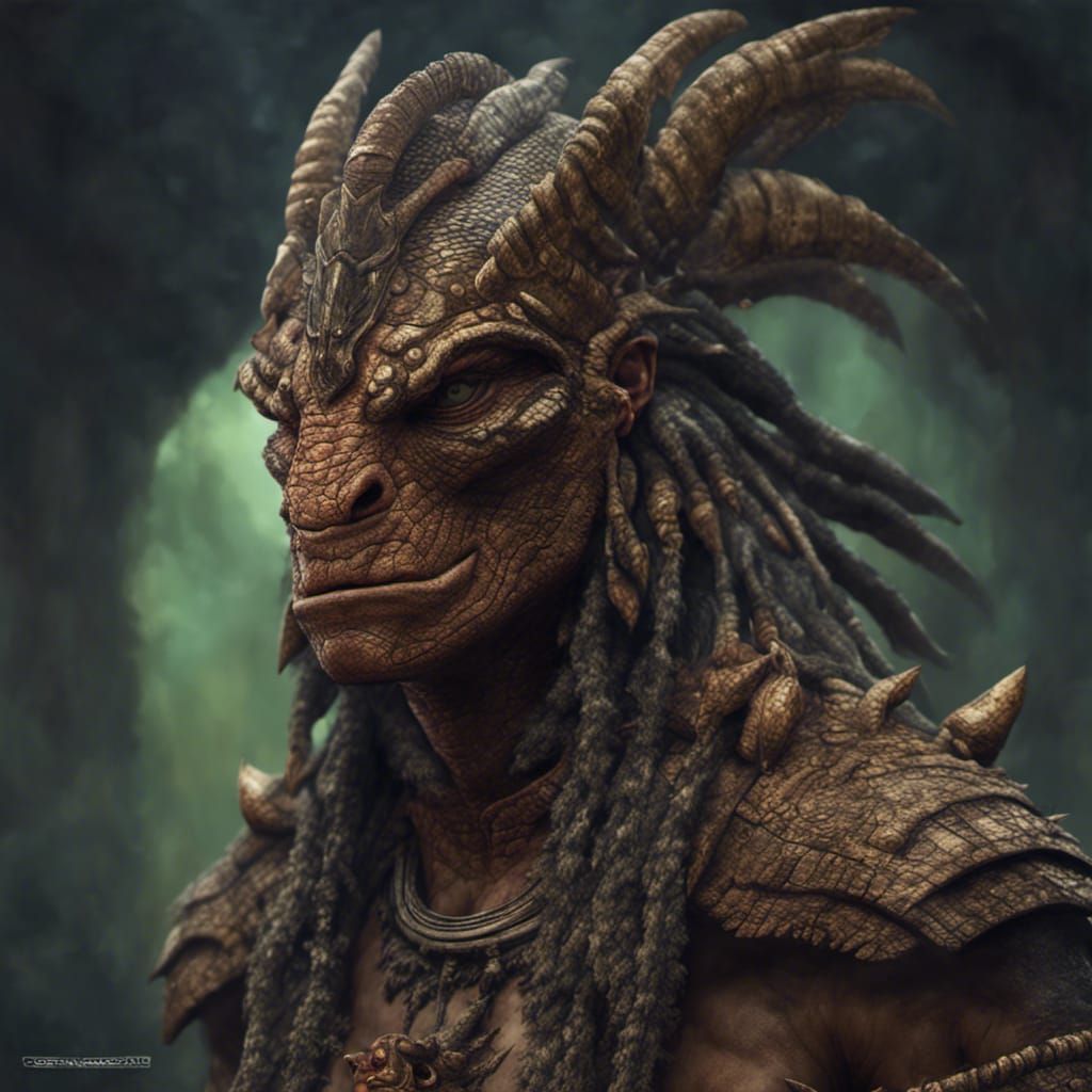 Lizardman Warrior Portrait in Dark Fantasy Style