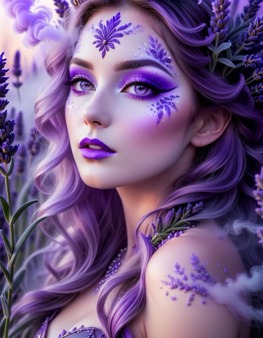 Lavender Goddess Portrait with Face Paint