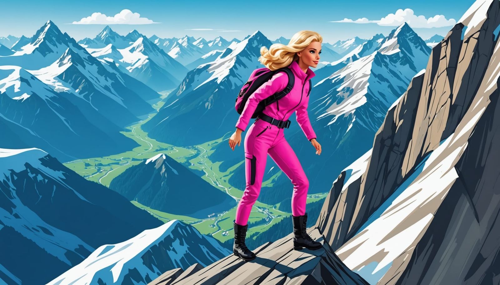 Barbie Ascends Majestic Swiss Alps Peaks