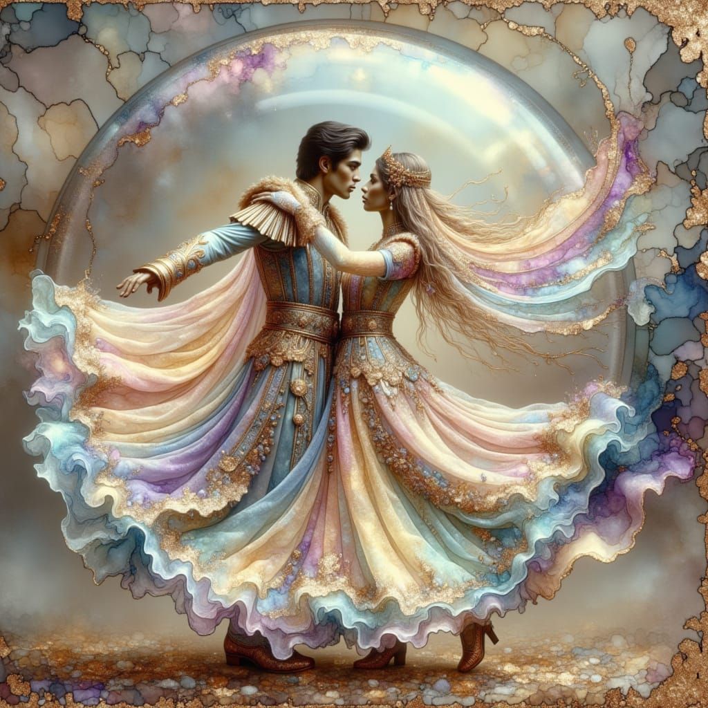 Pastel Royalty Dance in Shimmering Soap Bubble