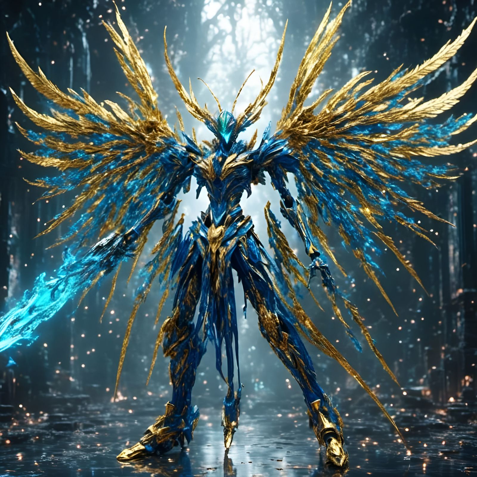 Gundam Zero Wing with Angel Wings and Bioluminescence