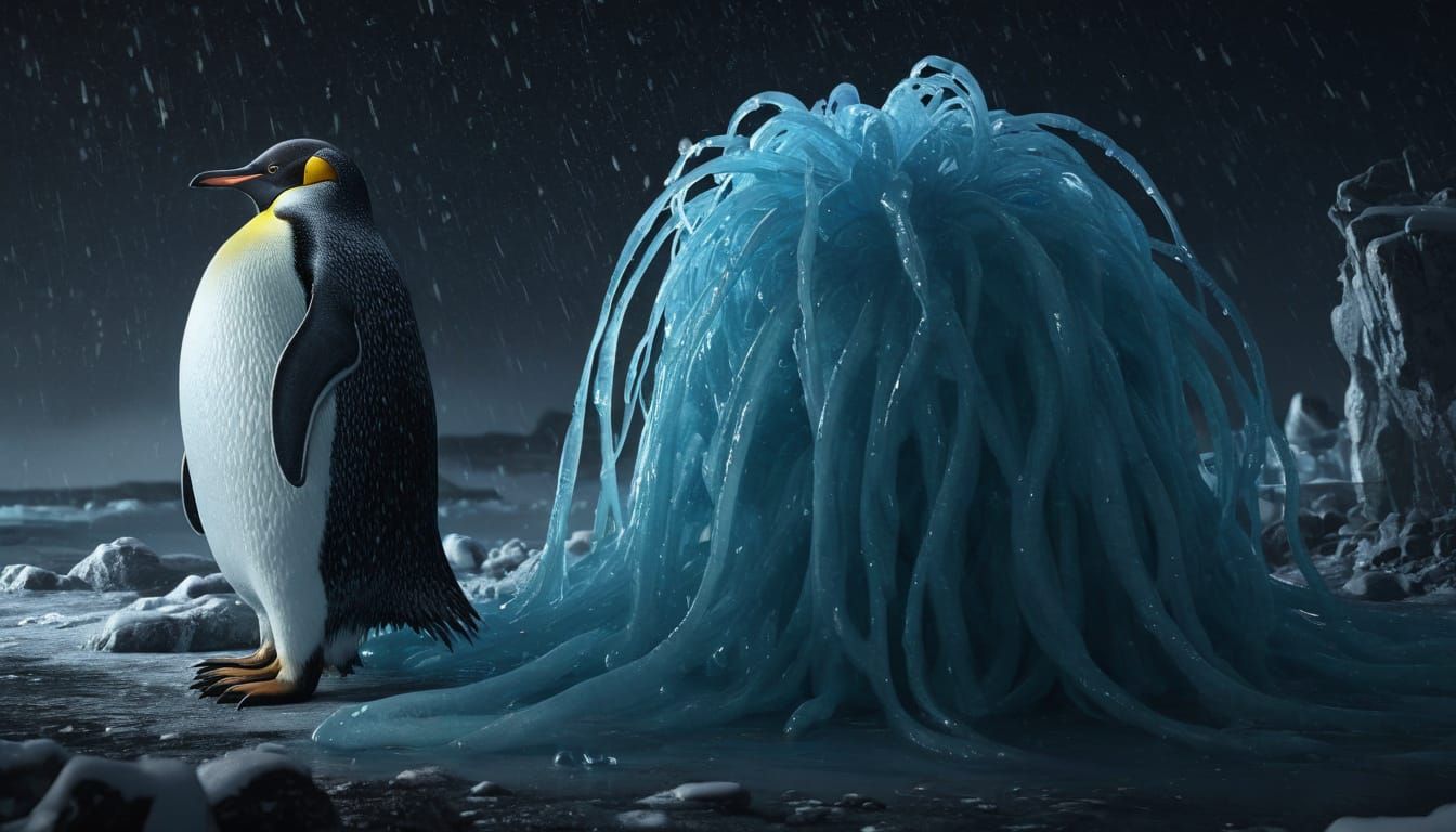 Penguin And His Icy Friend