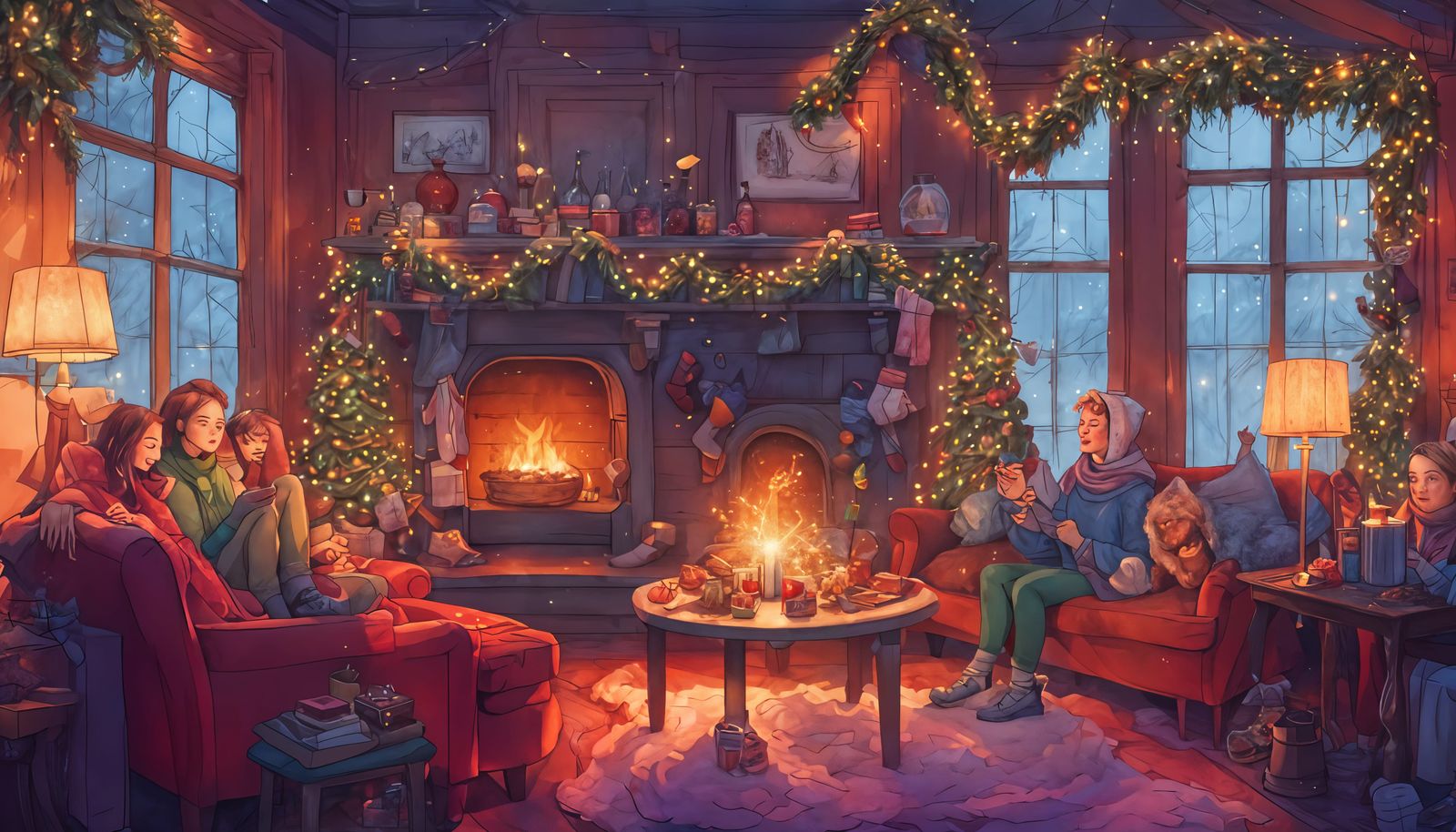 Cozy Winter Gathering with Friends and Festive Delights