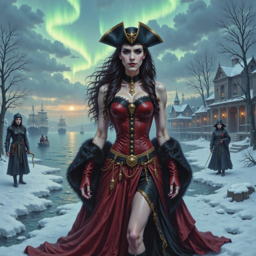 Siberian Princess on Tundra in Dark Fantasy Style