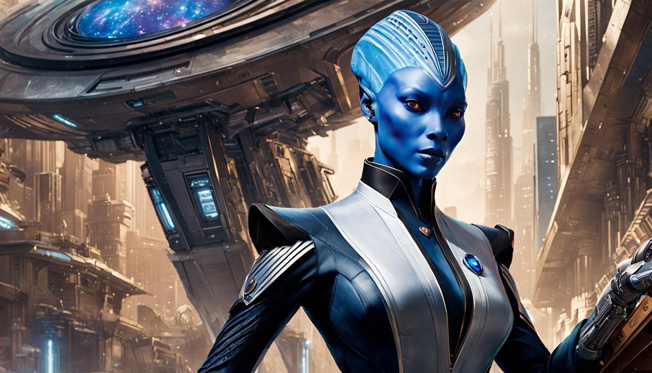 Asari Alien Robot Butler in Detailed Render